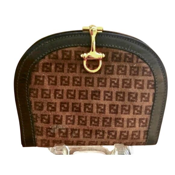 Authentic FENDI Logo Calfskin Leather and Suede Wallet - Picture 1 of 7